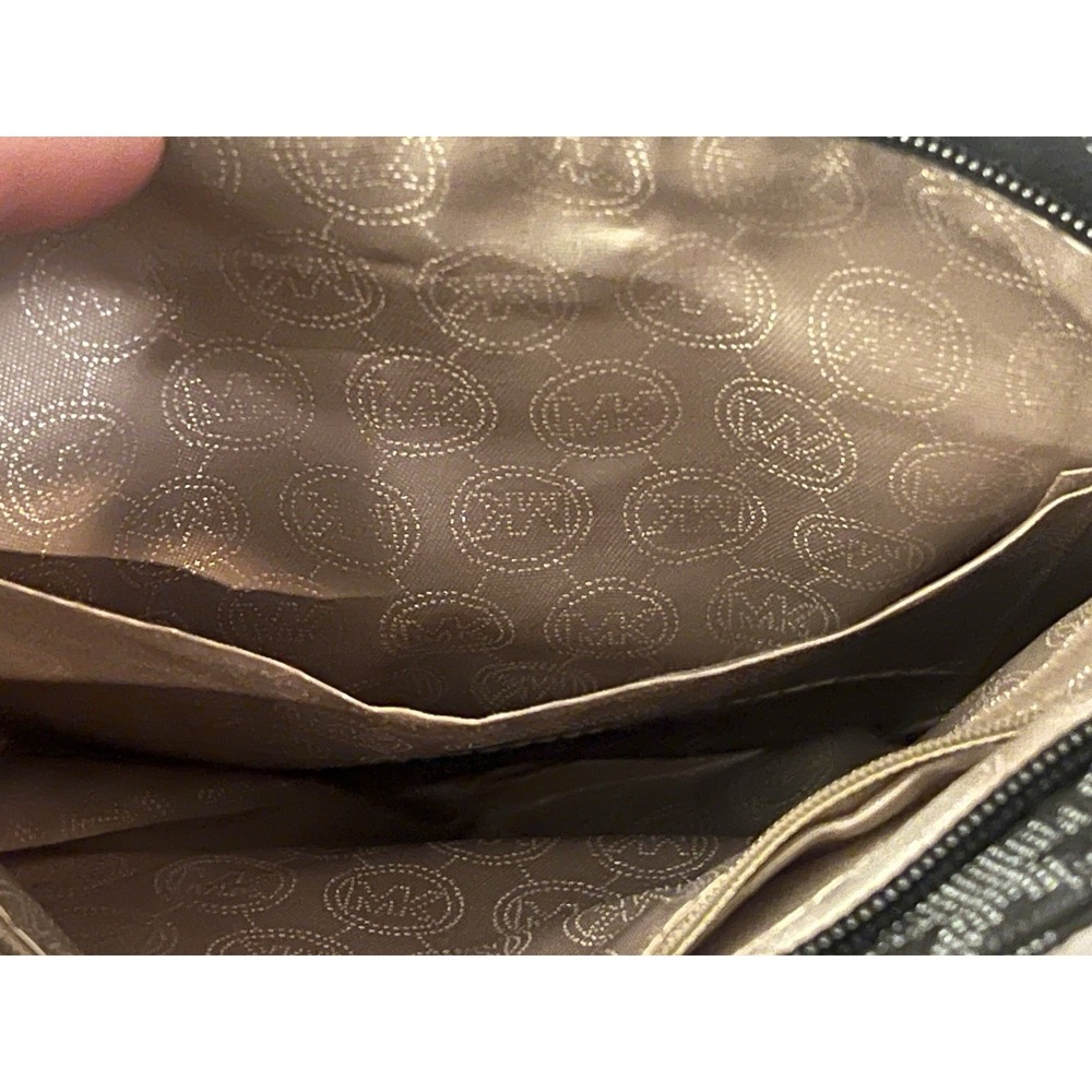 Michael Kors MK Logo Crossbody Bag Black Brown Adjustable Strap Purse Authentic - Picture 11 of 16
